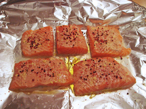 Salmon Papillotes with Red Peppercorns, Lime and Fresh Ginger