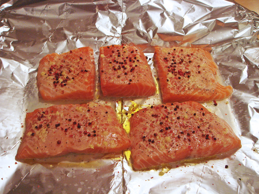 Salmon Papillotes with Red Peppercorns, Lime and Fresh Ginger