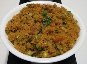 Uppama- Farina Pilaf with Dal and Vegetables 