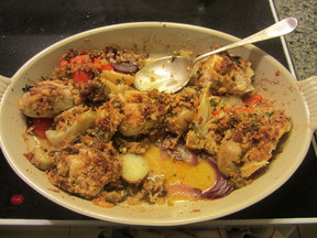 Sunday Chicken with Roasted Vegetables and Garlic Breadcrumbs 