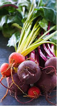 Roasted Beet and Beet Tops Salad 