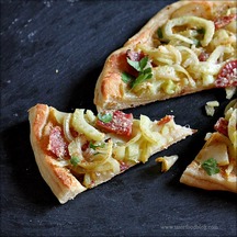 Skillet Pizza with Caramelized Fennel, Onions and Salame