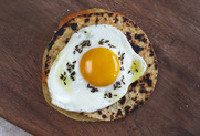 Sweet Potato and Cilantro Quesadilla with Fried Egg + Cumin Oil