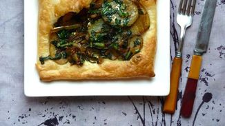 Dandelion, Potato and Onion Tart