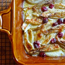 BRAISED ENDIVE AND FENNEL GRATIN WITH CRANBERRIES