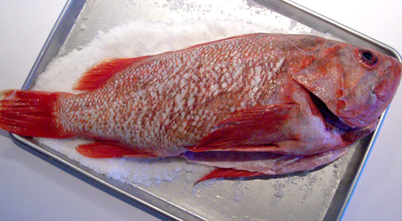 Whole Baked Fish in Sea Salt with Parsley Gremolata