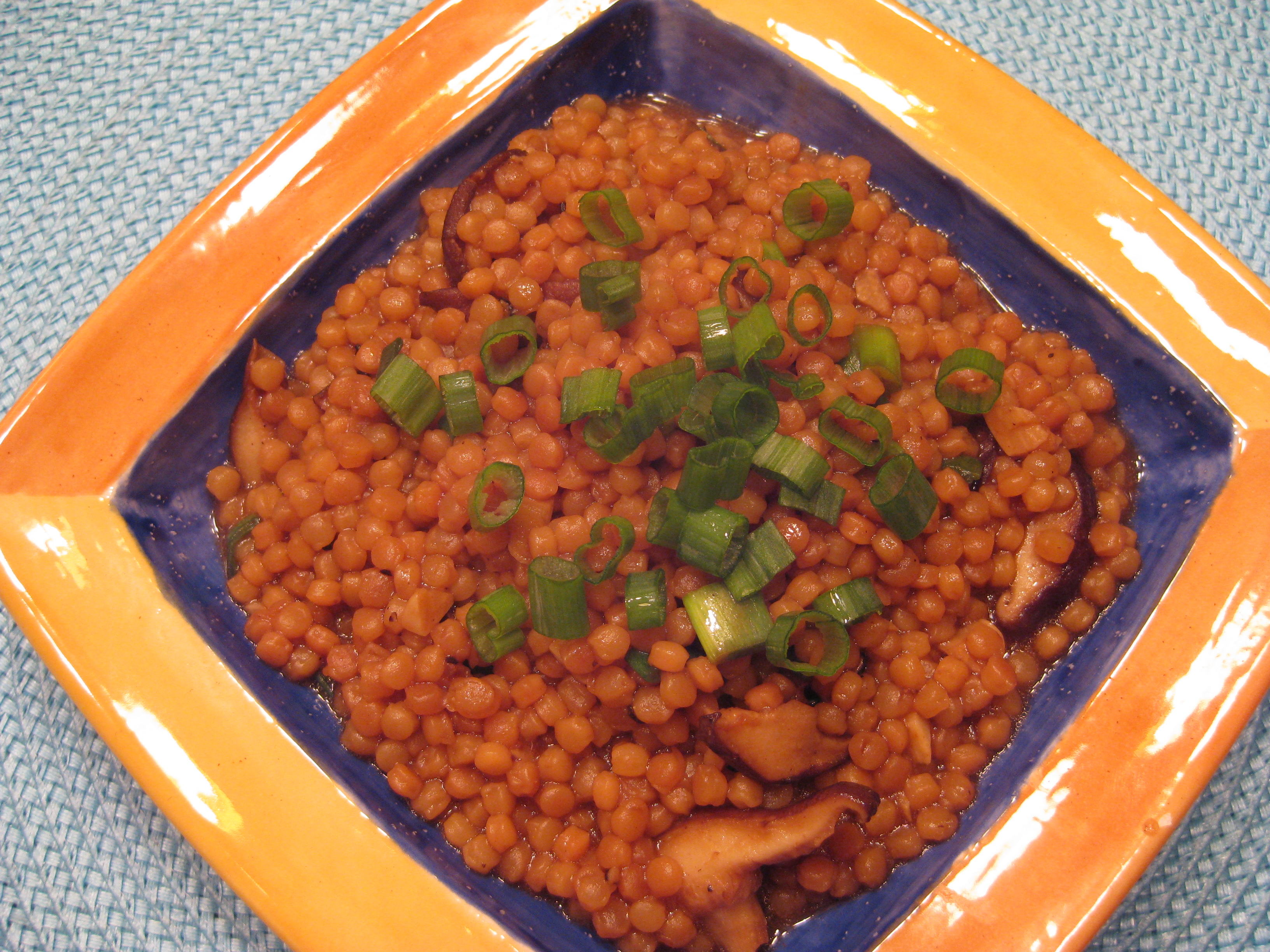 Israeli Couscous with Miso and Shiitakes