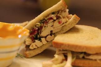 Creole Chicken Sandwich with Poblano Aioli and Brussels Sprout Slaw