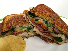 Grilled Deli-Style Sandwich with Spinach Dip Schmear