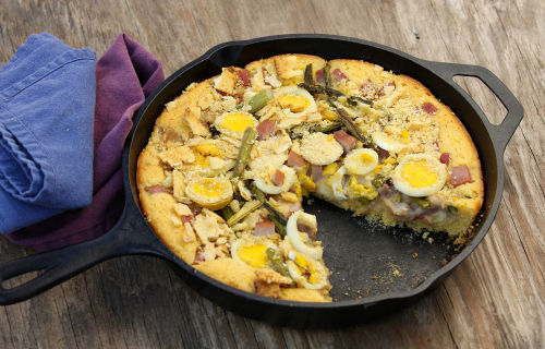 Savory Ham and Swiss Cornbread Bake