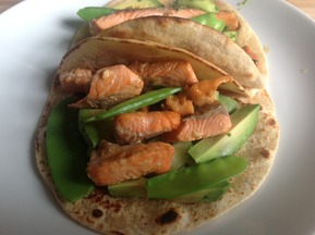 Salmon and Snow Pea Roti Wraps