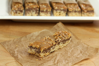 Rice Krispie Treats with Chocolate, Toasted Walnuts and Salted Caramel