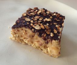 Granola Peanut Butter Icebox Bars with Oatmeal Cocoa Streusel