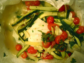 Cod and Spring Vegetables en Papillote