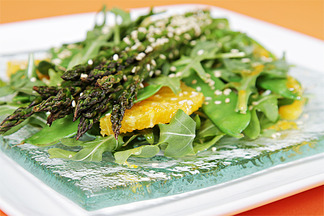 Roasted asparagus salad with Valencia oranges and ginger-citrus vinaigrette