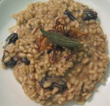 Balsamic Risotto with Prima Black Raisins, Crispy Shallots and Sage