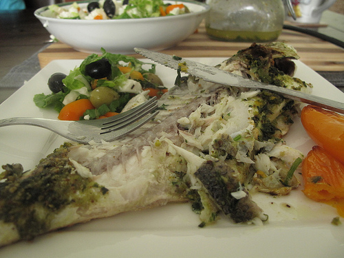 Chili pesto seabass