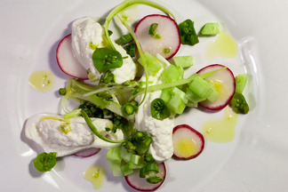 The Jewels of the Spring Salad: Shaved Asparagus with Burrata, Radish & Cucumber