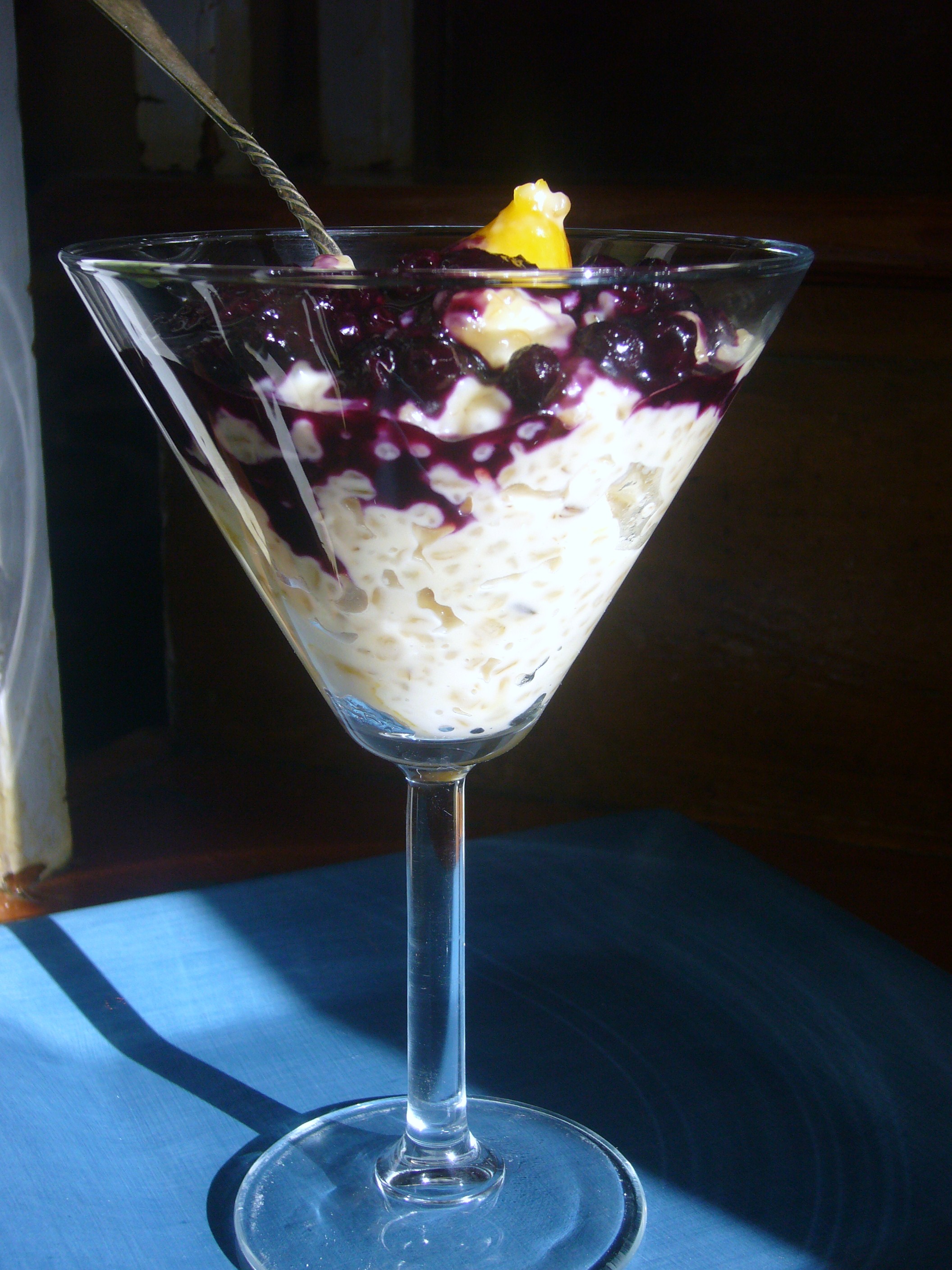 Lavender Rice Pudding with Blueberry Sauce