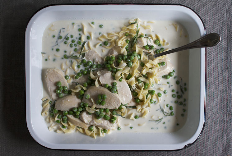 Milk-Poached Chicken with Tarragon and Peas