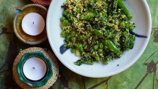 Indian-style Spiced Peas with Toasted Coconut