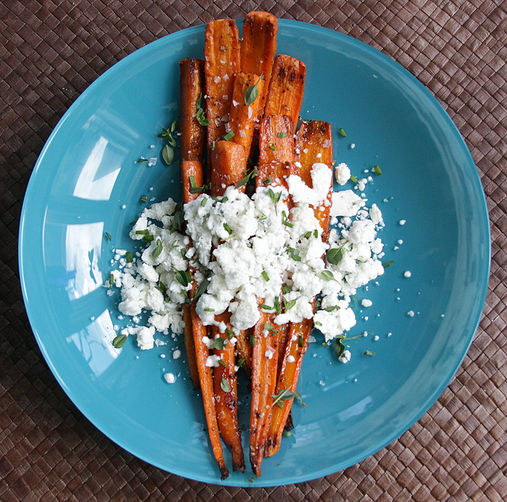 Caramelized Carrots with Herbed Goat Cheese "Snow"
