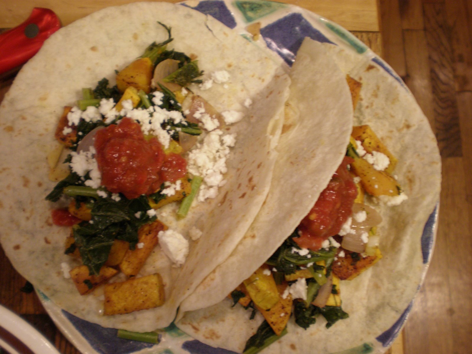 Butternut Squash and Poblano tacos