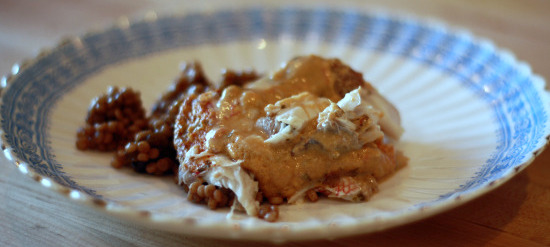 Baked Whole Red Snapper in Tahini Sauce