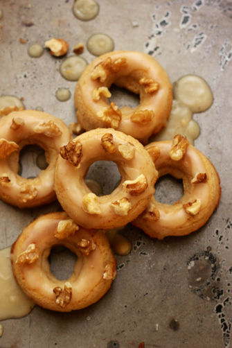 Breadcrumb Baked Donuts with a Sea Salt and Maple Glaze