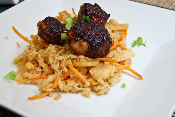 Asian Meatballs w/ Fried Rice