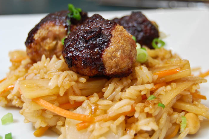 Asian Meatballs w/ Fried Rice