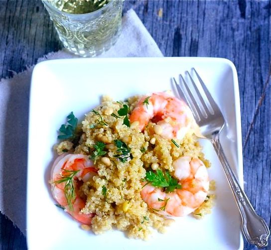 Herbed Quinoa Salad with Roasted Shrimp