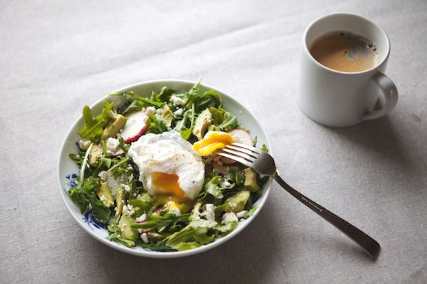 Arugula, Avocado and Radish Salad with Poached Egg