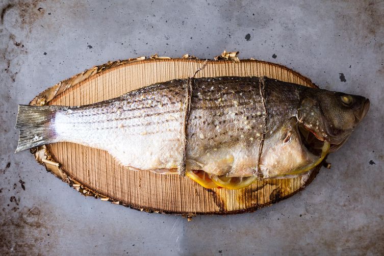 Cedar Plank Grilled Loup De Mer (Sea Bass)