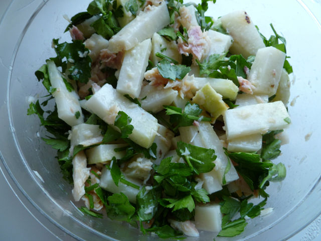 Salad of Grilled Kohlrabi and Smoked Trout