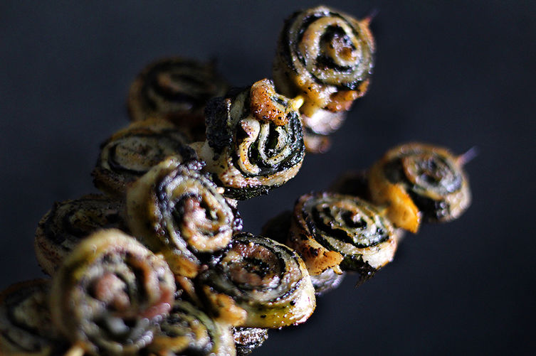 pork belly and shiso skewer/yakitori