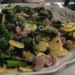 Fresh Orecciette with Broccoli Rabe, Sausage and Yellow Raisins