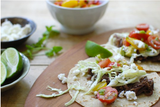 Shredded Beef Tacos with Spicy Cabbage Slaw
