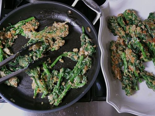 porcini-fried rapini (broccoli rabe)