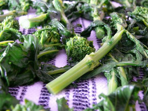 porcini-fried rapini (broccoli rabe)