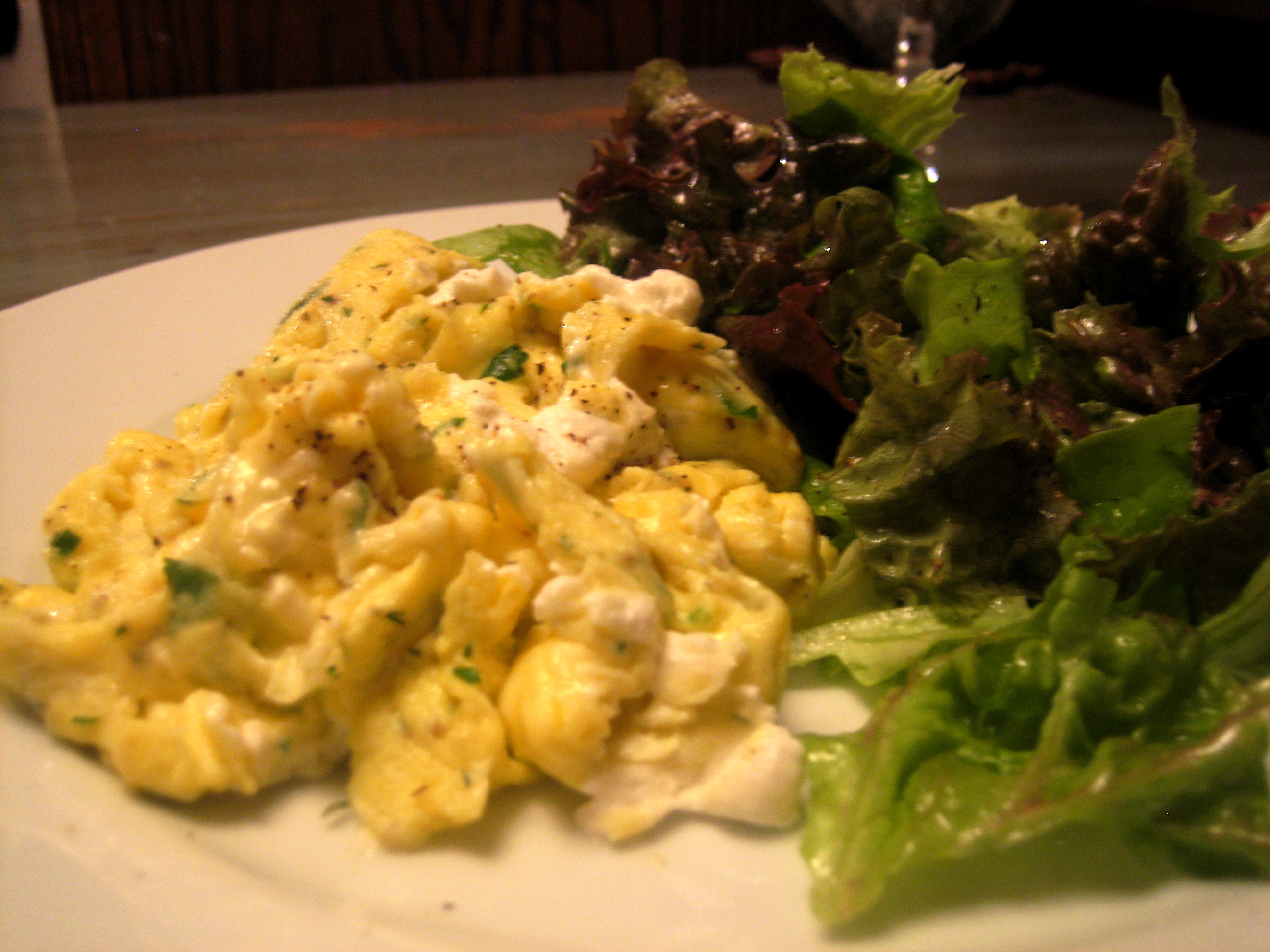 Fluffy Herbed Eggs with a Soft Green Salad