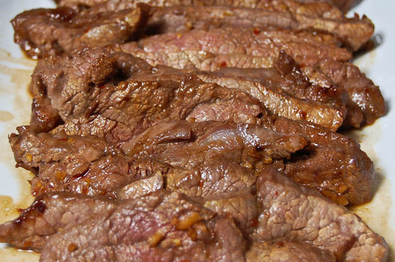 Korean Flank Steak w/ Roasted Sweet Potatoes