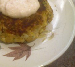 Smoked Troutcake with Apples and Horseradish with Creme Fraiche Horseradish Sauce
