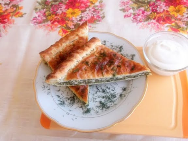 Spicy Swiss Chard and Feta Cheese Pie in Yogurt Pastry Dough