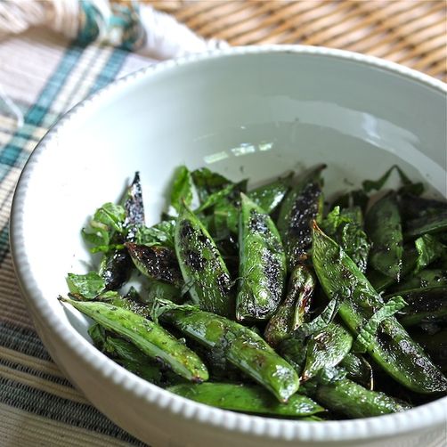 Smokey Grilled Minty Snap Peas