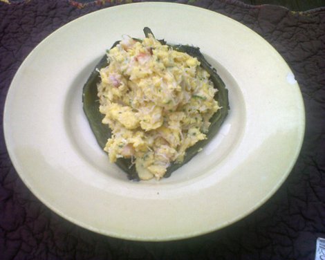 Roasted Poblano Pepper Stuffed with Seafood Eggs
