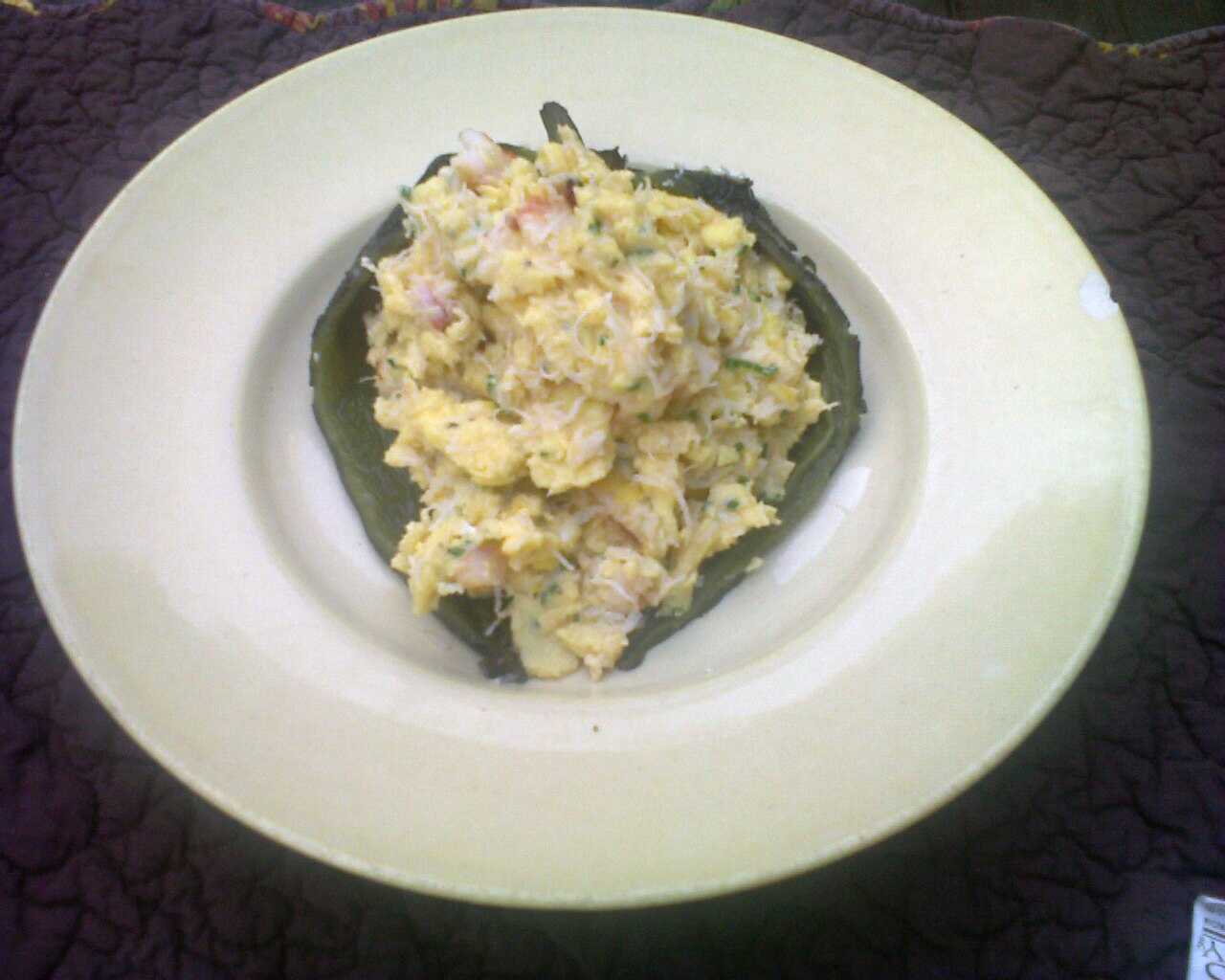 Roasted Poblano Pepper Stuffed with Seafood Eggs