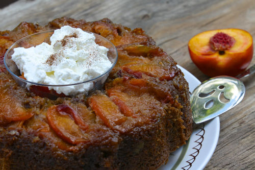 Upside-Down Peach Zucchini Cake