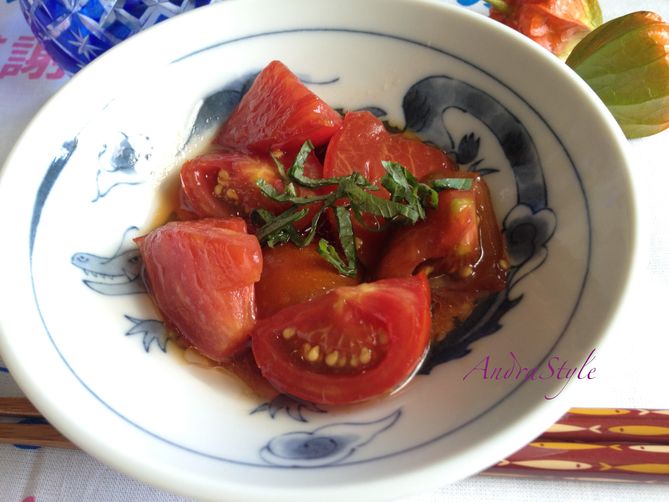 Tomato in Chilled Soy Sauce Marinade with Shiso