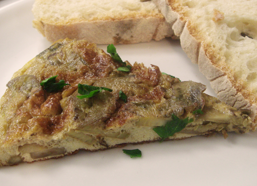 Artichoke Hearts and Onion Omelette - Omelette aux Oignons et Coeurs d' Artichauts